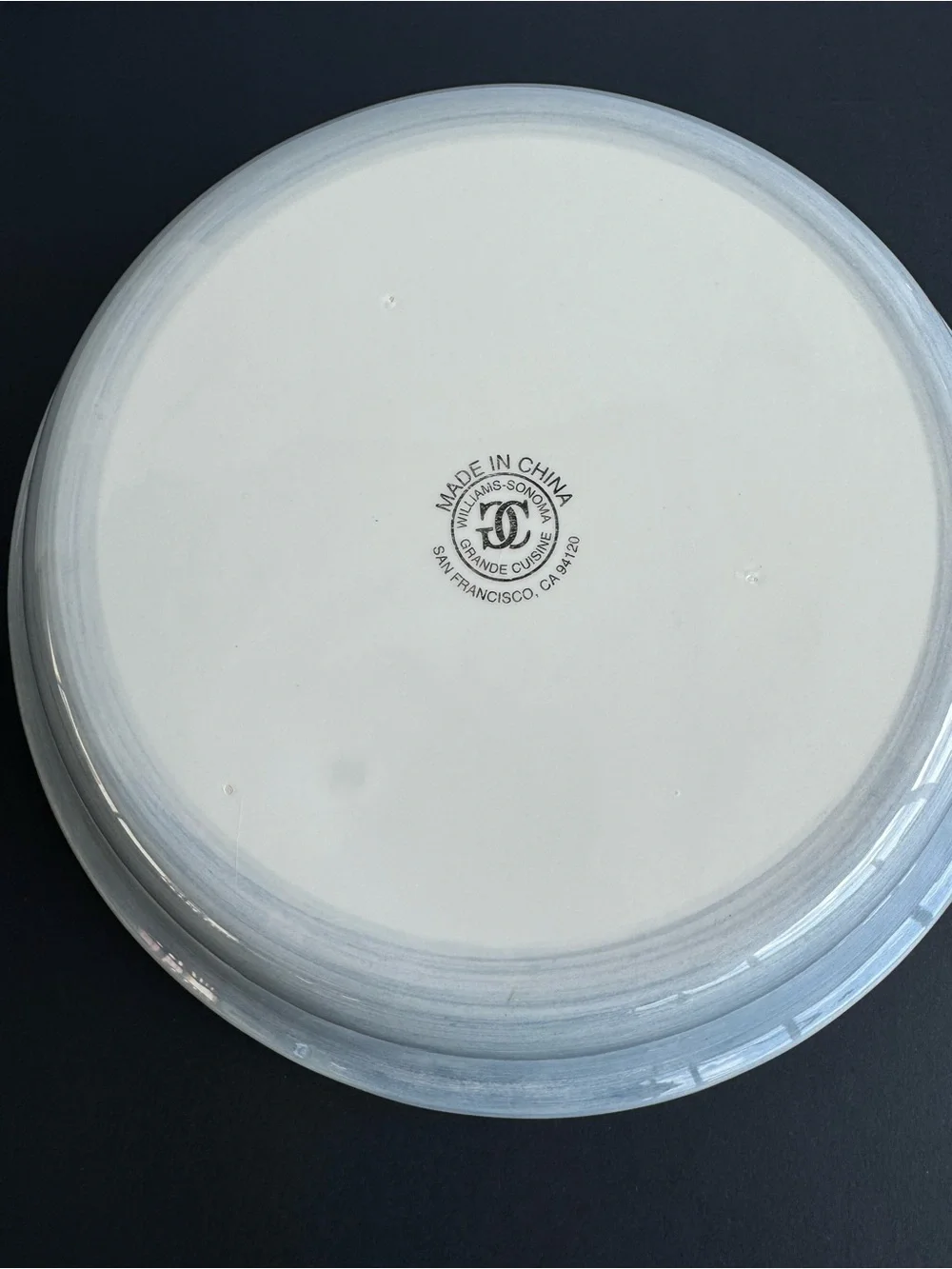 Hand-Painted Blue and White Ceramic Serving Bowl with Leaf Motif
